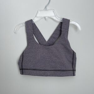 Lululemon Size 8 Pinstripe Cross Back Multicolor Sports Bra Workout Athletic